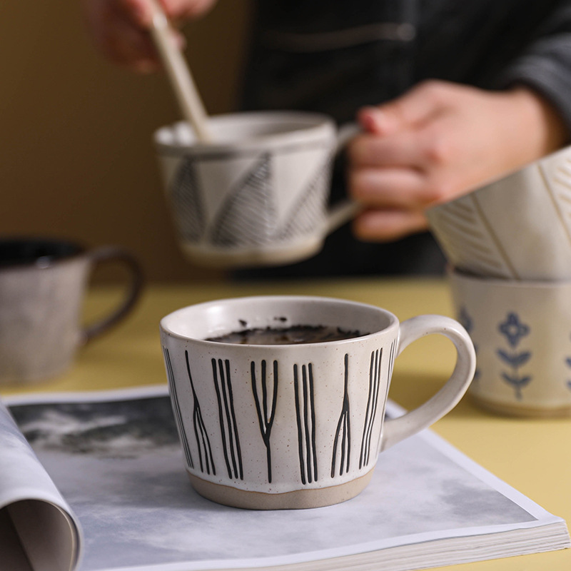Porcelain clay stoneware mug coffee cup retro ceramic cup simple office tea cup kiln turned boiling water cup