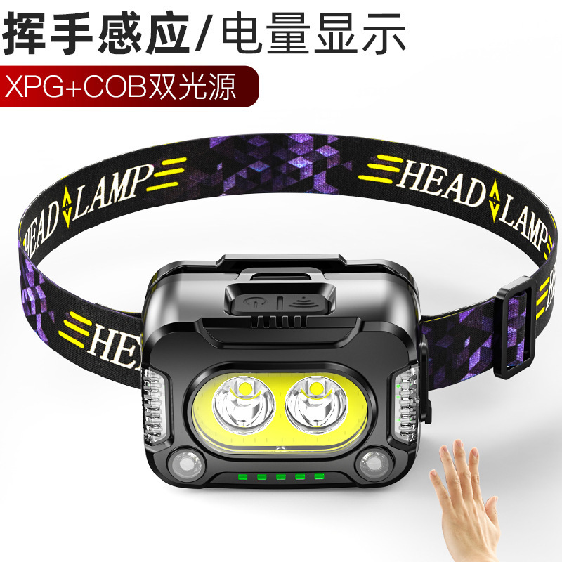 Linterna frontal con sensor COB para correr de noche, pescar, linterna de inundación, linterna frontal ultrabrillante para correr al aire libre, lámpara especial para correr de noche image 7