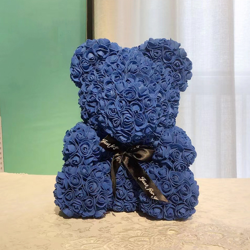Oso de Rosas Artificiales Transfronterizo, Regalo de Cumpleaños, Regalo del Día de San Valentín Chino, Oso de Flores de PE Hecho a Mano, Producto Terminado