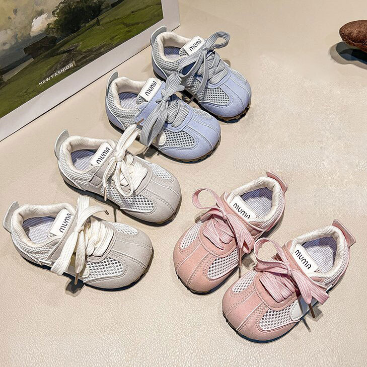 Korean Style Children's Sports Shoes Retro Spring and Summer Boys' Soft-Soled Mesh Casual Shoes Velcro Girls' Breathable Children's Shoes