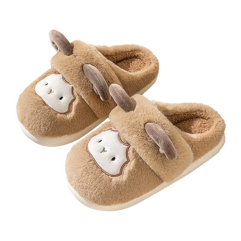 Caricatura de dibujos animados zapatillas de algodón interior lindas bolsas de lana tacones zapatillas de algodón pisar sensación de diseño de invierno zapatillas cálidas