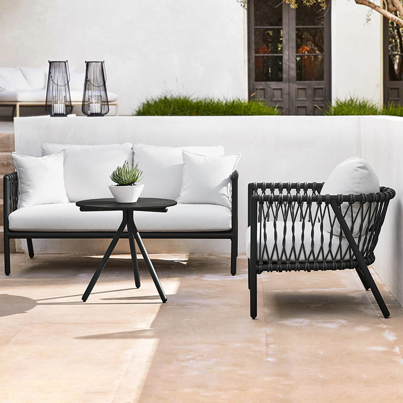 Ocio al aire libre sofá patio aleación de aluminio ratán sofá al aire libre balcón cuerda Mesa té combinación sol muebles de habitación image 2
