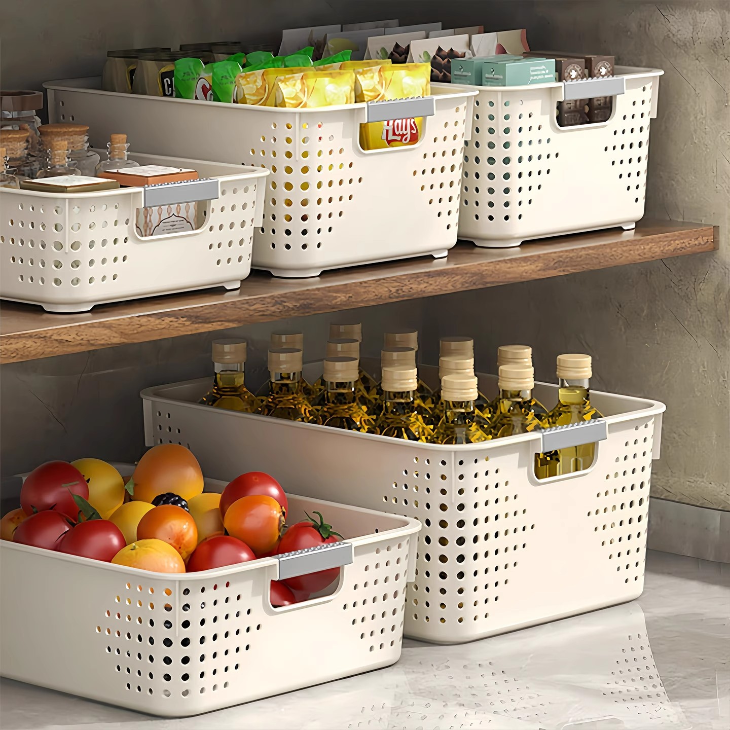 Cesta de almacenamiento de bocadillos de plástico casero armario de cocina caja de almacenamiento dormitorio armario caja de ropa image 5