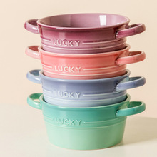 ins家用雙耳湯碗北歐風陶瓷碗餐具創意高顏值大容量泡面碗沙拉碗