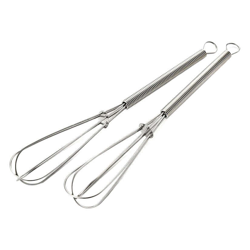 Stainless Steel 430 Mini Manual Egg Beater Spring Handle Small Egg Mixer Cream Whipper