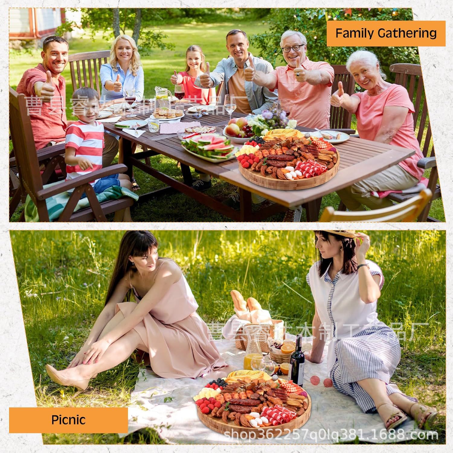 Juego de tablas de cortar de madera y bambú transfronterizo Platos de comedor multiusos con cuchillo y tenedor Pizza de pizarra Paletas de madera Tablero de cortar Amazon