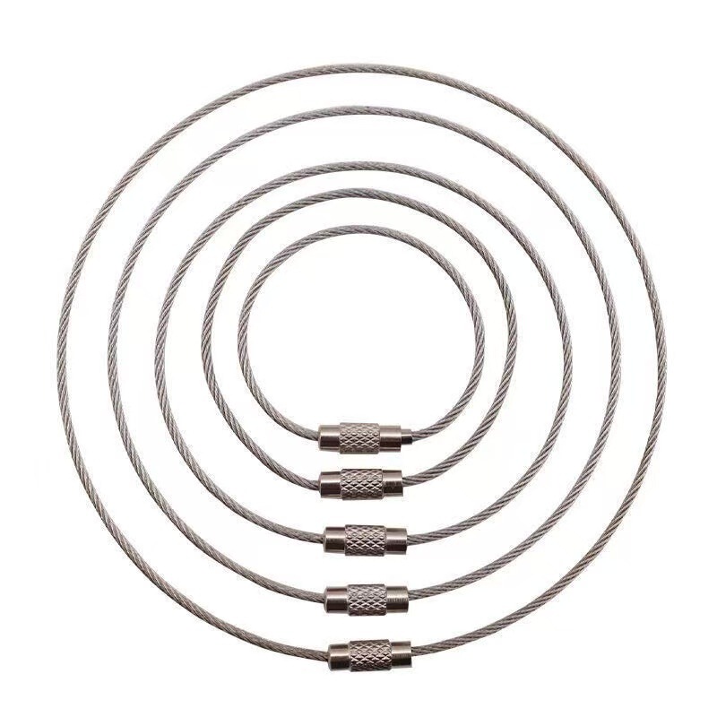 316 stainless steel wire ring rope key ring ring stainless steel diy accessories outdoor multi-function keychain