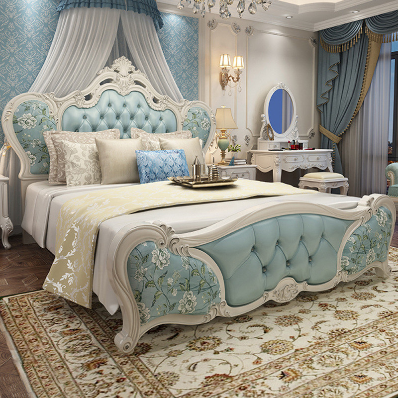 Wholesale European double bed master bedroom French bed luxury 1.8 m big bed simple European princess bed wedding bed European style