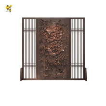 隔断新中式屏风客厅实木进门遮挡入户玄关浮雕雕刻简约座屏