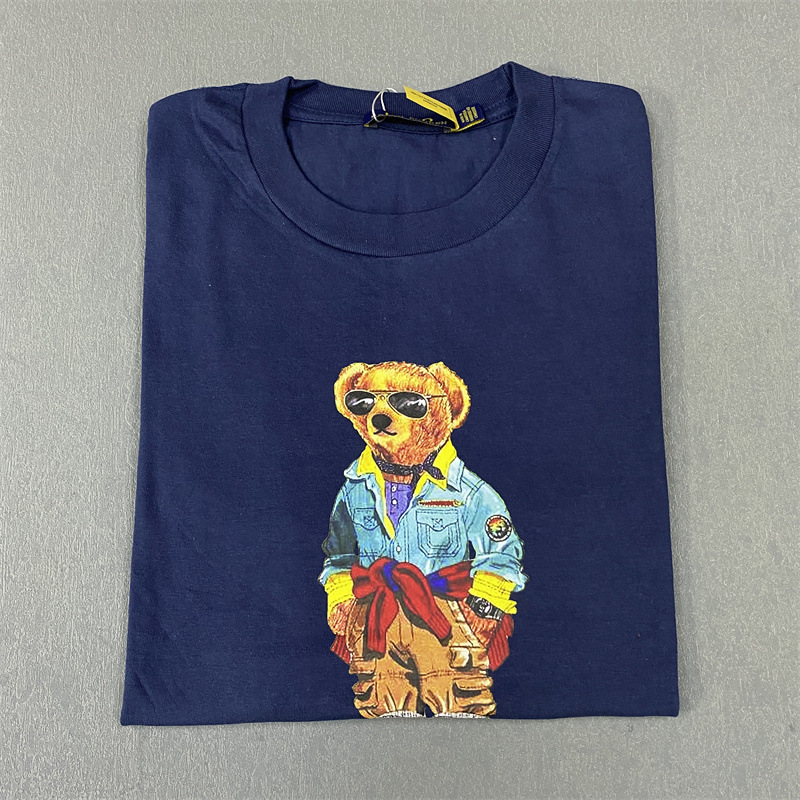 New Popular Model Rakuten Polo Bear Short-Sleeve T-Shirt with Sunglasses, Mountaineering Bear T-Shirt, Thin Breathable T-Shirt, Casual Couple T-Shirt
