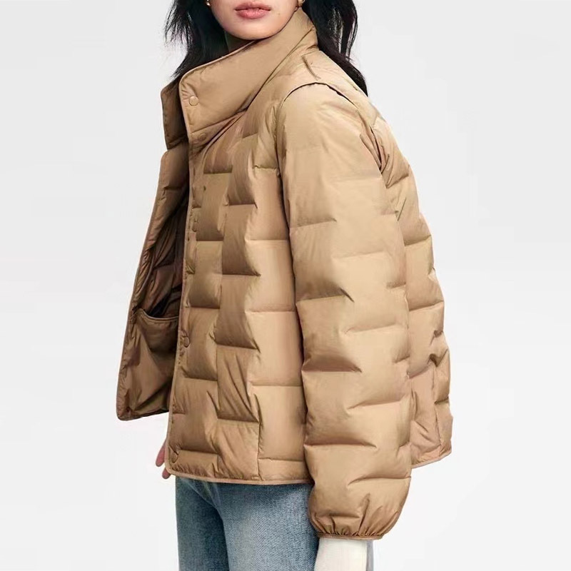 Cross-border Autumn and Winter New 90 White Duck Down Jacket Women's Short Japanese-Korean Style Korean Style Adhesive One-piece Jacket Trendy