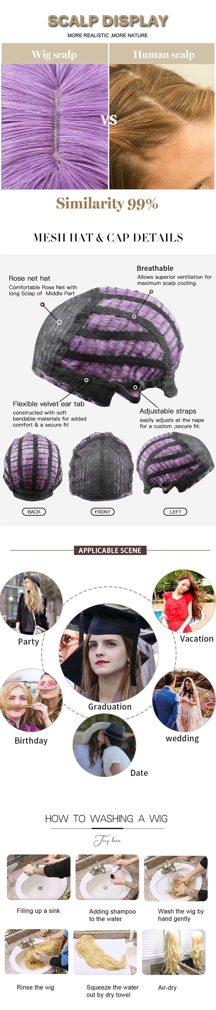 Syntetisk hår Kemisk fiber paryk pink anime diagonalt pandehår langt krøllet hår cosplay parykker_voghion.com