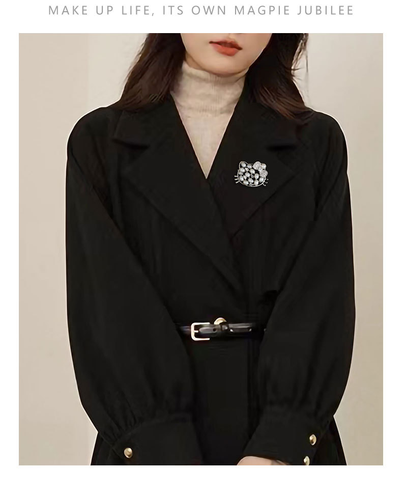 新款韩版迷你可爱猫咪胸针天然淡水珍珠动物胸花小众高