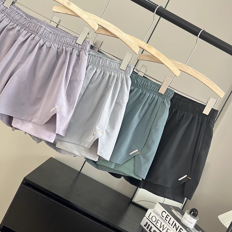 25 New Outdoor Two-In-One Fake Two-Piece Anti-Glare Quick-Drying Breathable Yoga Sports Running Shorts for Women Summer