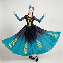 新疆舞蹈演出服女民族風維吾族開場舞大擺裙藝考表演服裝成人長裙