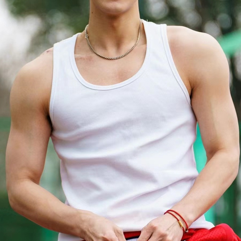 Summer Heavy Threaded Vest Men's Sports Running Fitness Sleeveless T-shirt Training Waistcoat All-match Base