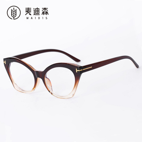 Jet 7029 European and American frame glasses personalized cat-eye cross-border flat mirror glasses R90 anti-blue light glasses