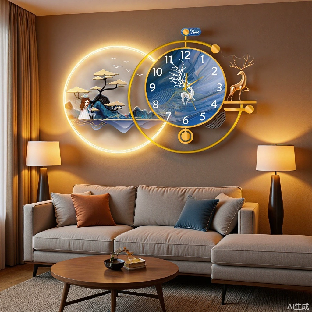 Yi Zhongmei Creative Decoration Часы Ресторан Тихое искусство Часы Новая гостиная Легкие роскошные настенные часы Современный простой дом