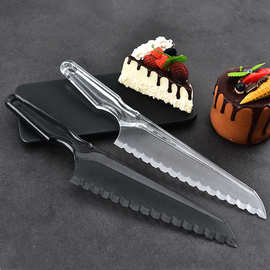 一次性食品级塑料刀叉带锯齿切刀板刀托刀磨砂生日蛋糕平铲刀