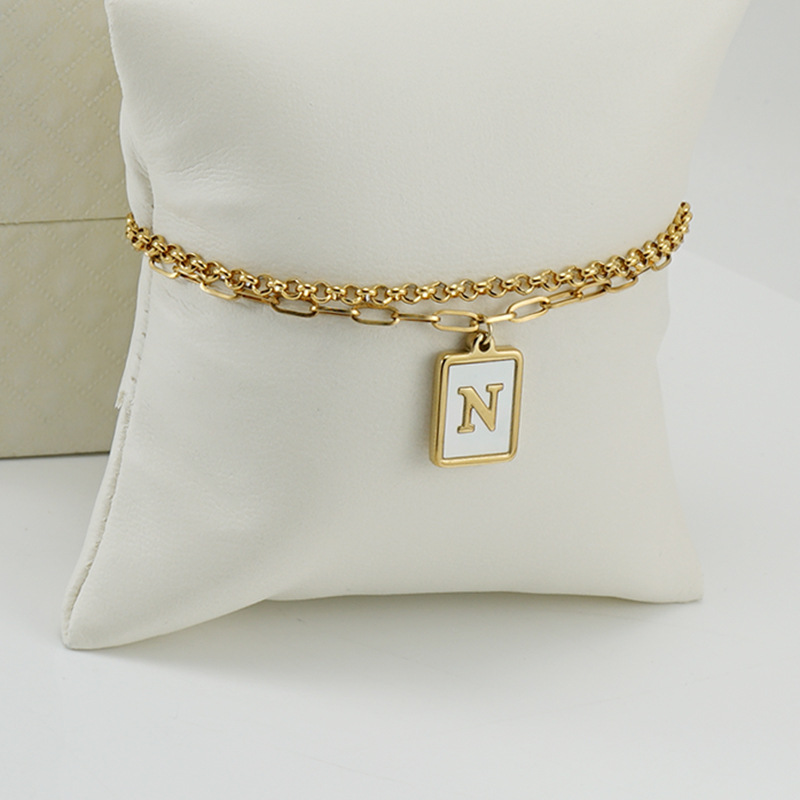 Letter Pattern Women'S Gender Fashion Letter 304 Stainless Steel 18K Gold Plated Shell Stainless Steel Bracelets In Bulk