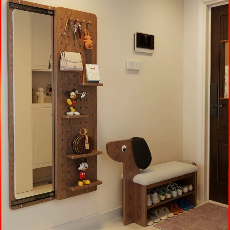 Щенок из массива дерева меняет обувь табурет