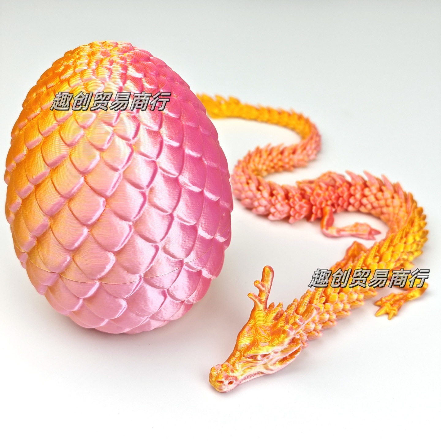 9.5CM 실크 핑크 골드 드래곤 알 + 30CM 중국 용