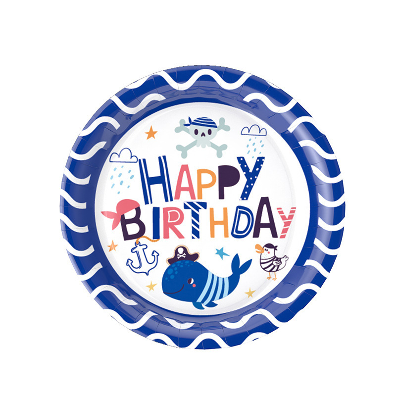 国境を越えた海賊船のテーマパーティー装飾配置用品誕生日使い捨て紙皿紙コップ装飾セット卸売り|undefined