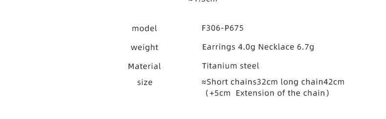 Titanium steel plated 18K gold geometric stacking double-layer necklace earrings jewelry