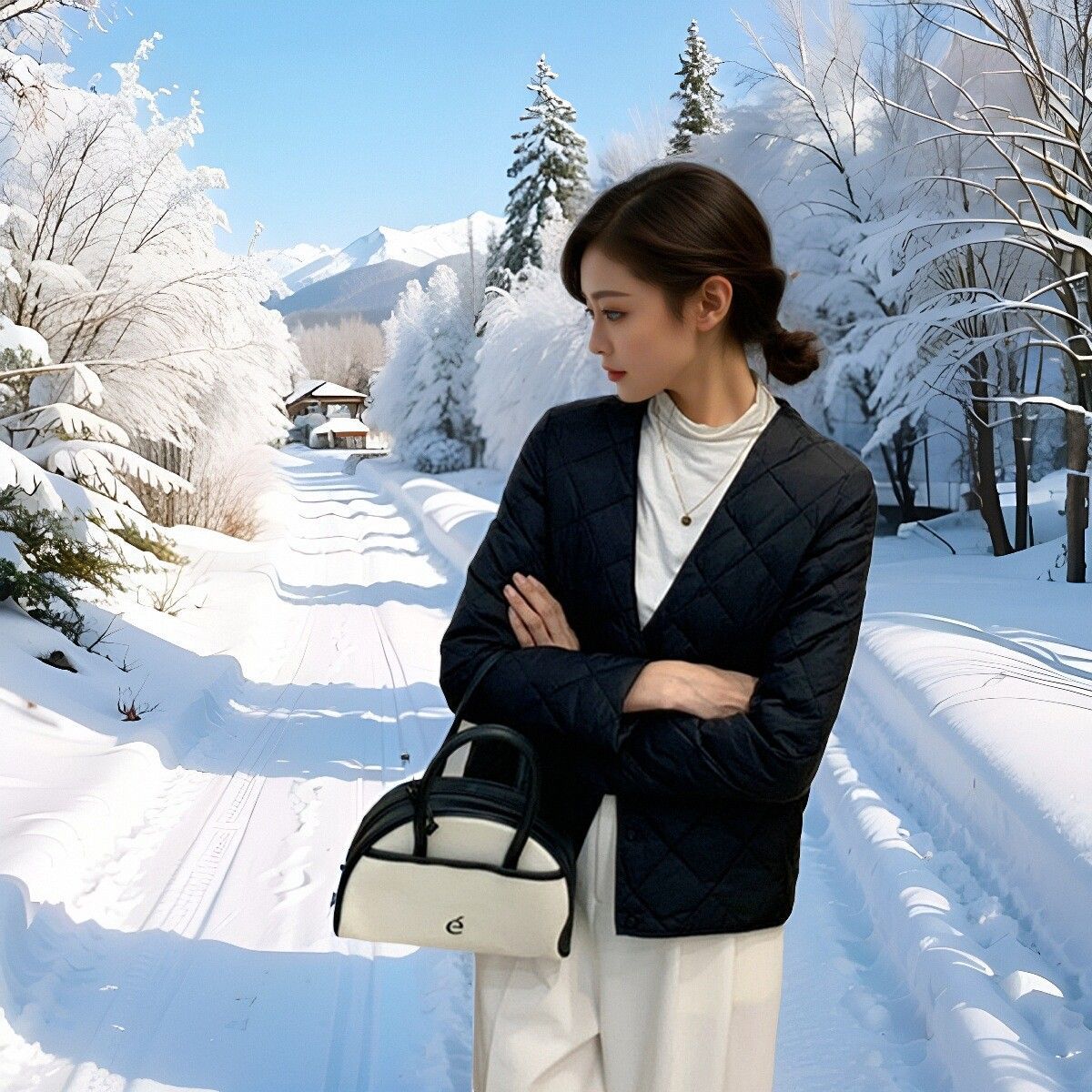 2025年大衣内搭v领白鹅绒新款轻薄羽绒服女内胆修身保暖打底外套