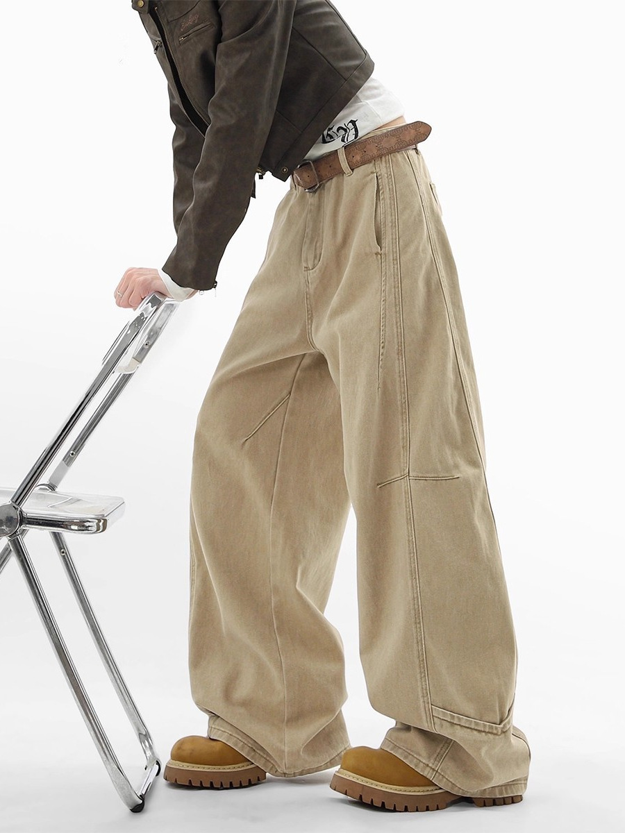 Khaki autumn demi-season jeans for men and women