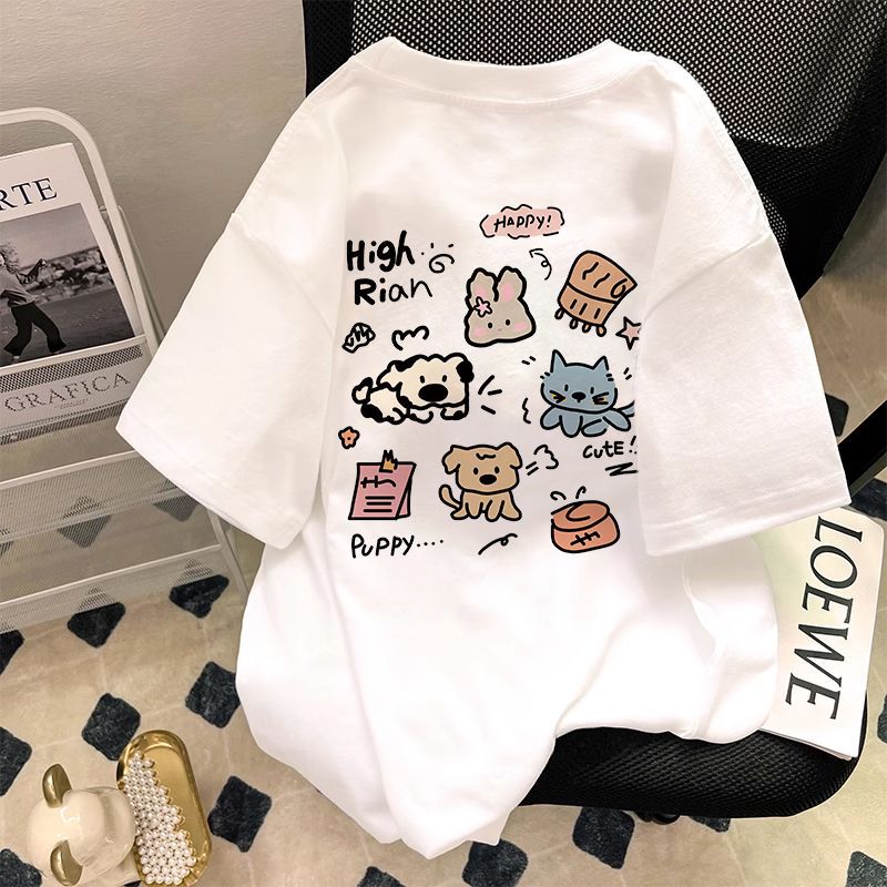 2026년 신상 여름 아이스 실크 반팔 티셔츠 남성용 루즈핏 청소년 트렌디 프린트 얇은 반팔 큰 사이즈 티셔츠