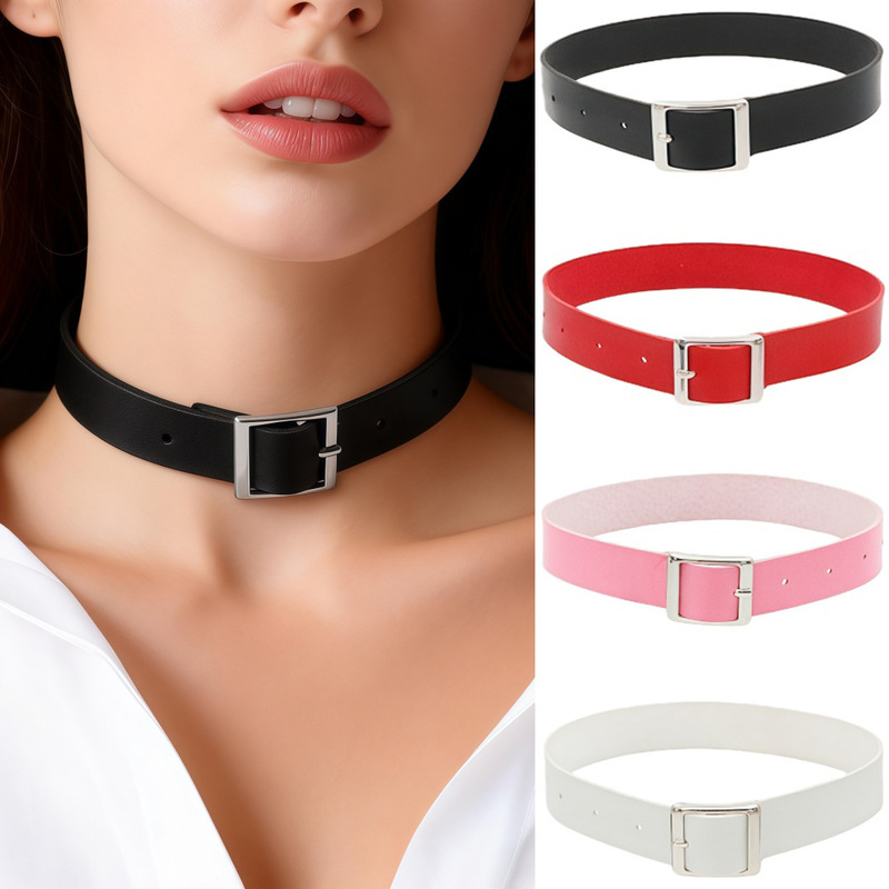 Eco-Friendly Pu Leather European and American Retro Harajuku Punk Rock Leather Choker Women's Neck Strap Collarbone Necklace Women's Trendy Bracelet Eco-Friendly Pu Leather European and American Retro Harajuku Punk Rock Leather Choker Women's Neck Strap Collarbone Necklace Women's Trendy Bracelet