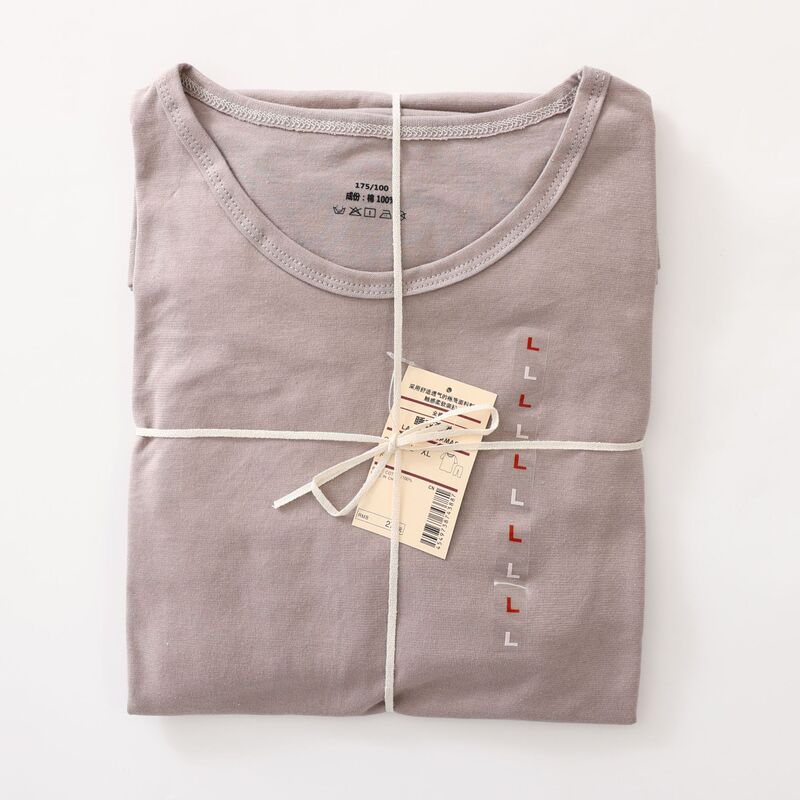 Muji Japanese-Style Seamless Jersey Pure Cotton Pajamas Loungewear Round Neck Knit All-Cotton Short-Sleeve Shorts Unisex Set