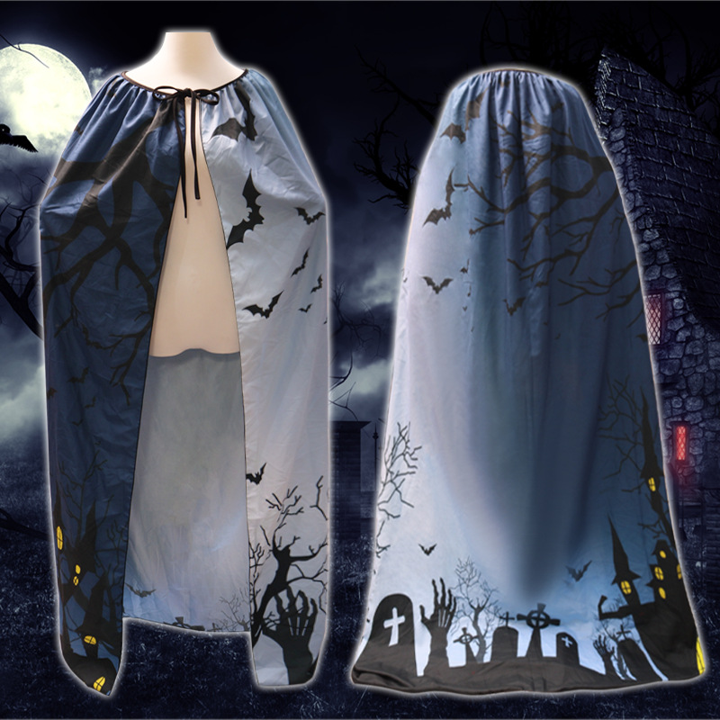 Halloween nueva capa capa de cosplay vestido de brujo de la muerte capa impresa digital sensación de terror hombro