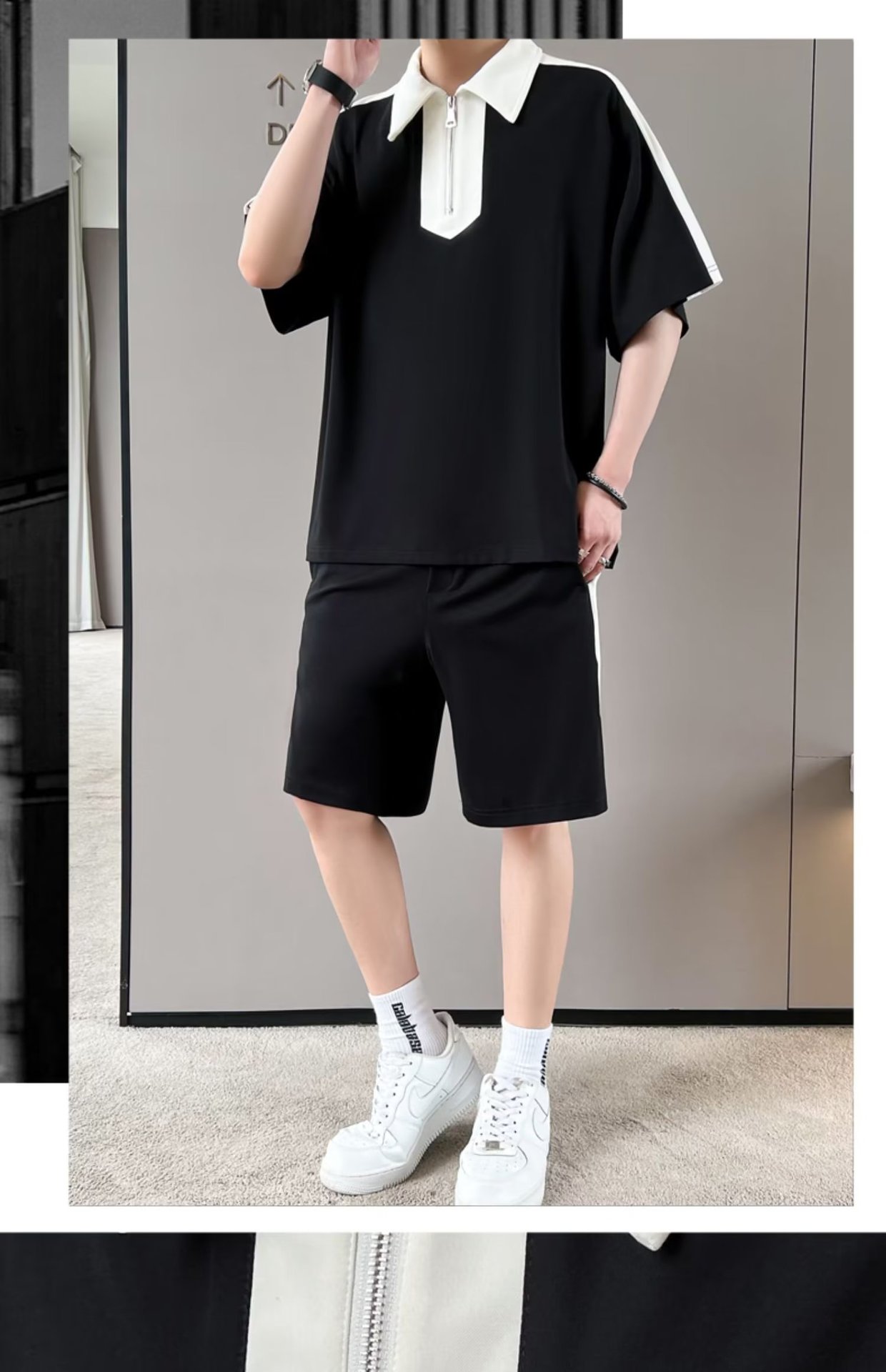 2024 Estilo de Hong Kong Traje deportivo coreano de verano Camiseta suelta para niños Pantalones simples de cinco puntos de manga corta para estudiantes Sentido avanzado