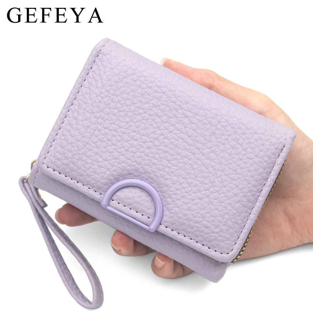 GEFEYA's new women's short wallet is simple, solid-colored, multifunctional, with a zipper coin purse and multiple card slots