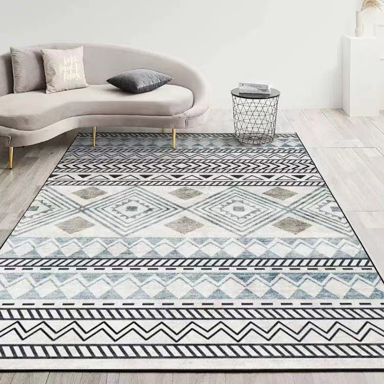 Alfombra geométrica simple, tapete de imitación de cachemira para sala de estar, cobertura completa de gran área, alfombra para dormitorio junto a la cama, tapete para los pies junto a la mesa de centro del sofá