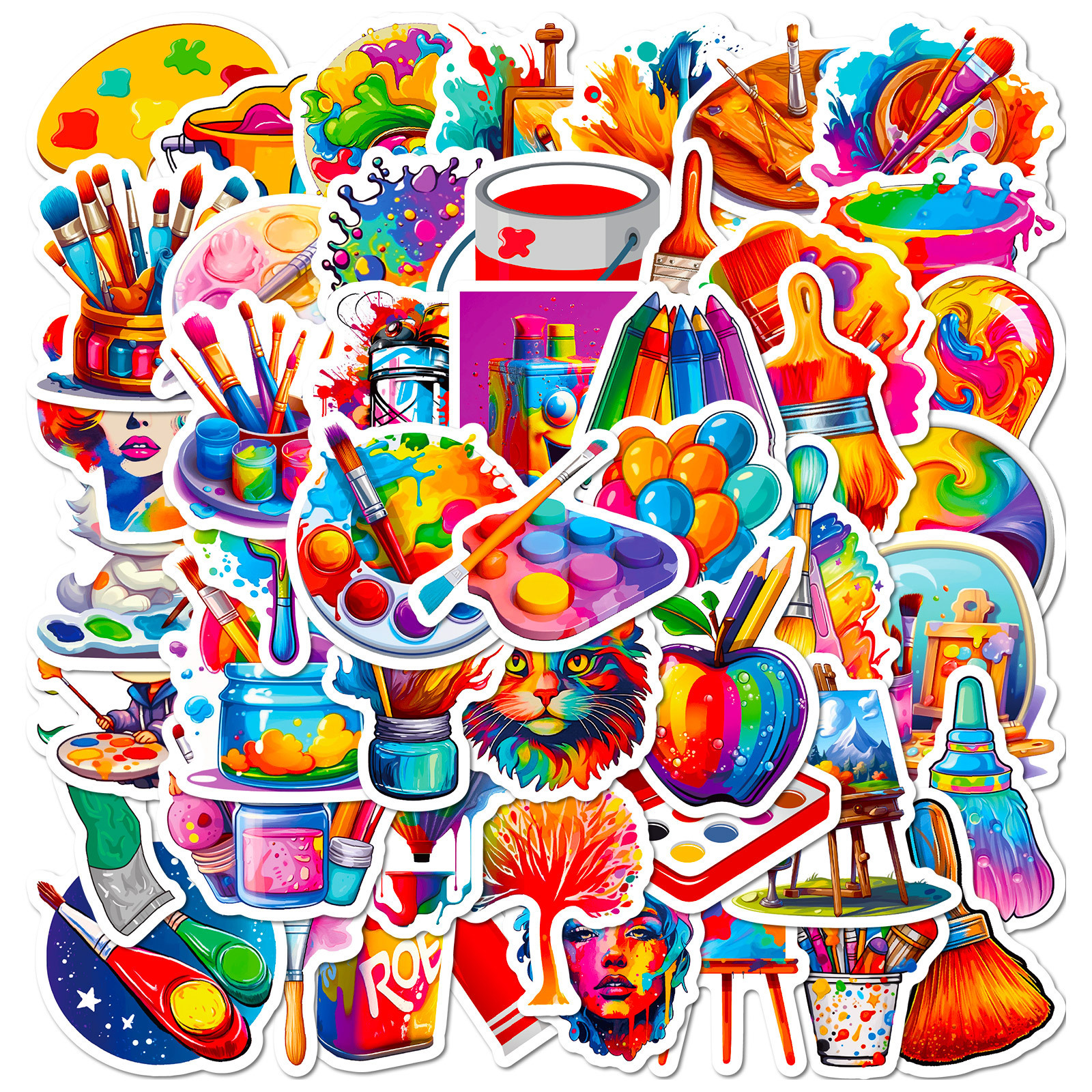 Big sale 50 pieces of painting stickers oil paintings SHEIN new art…