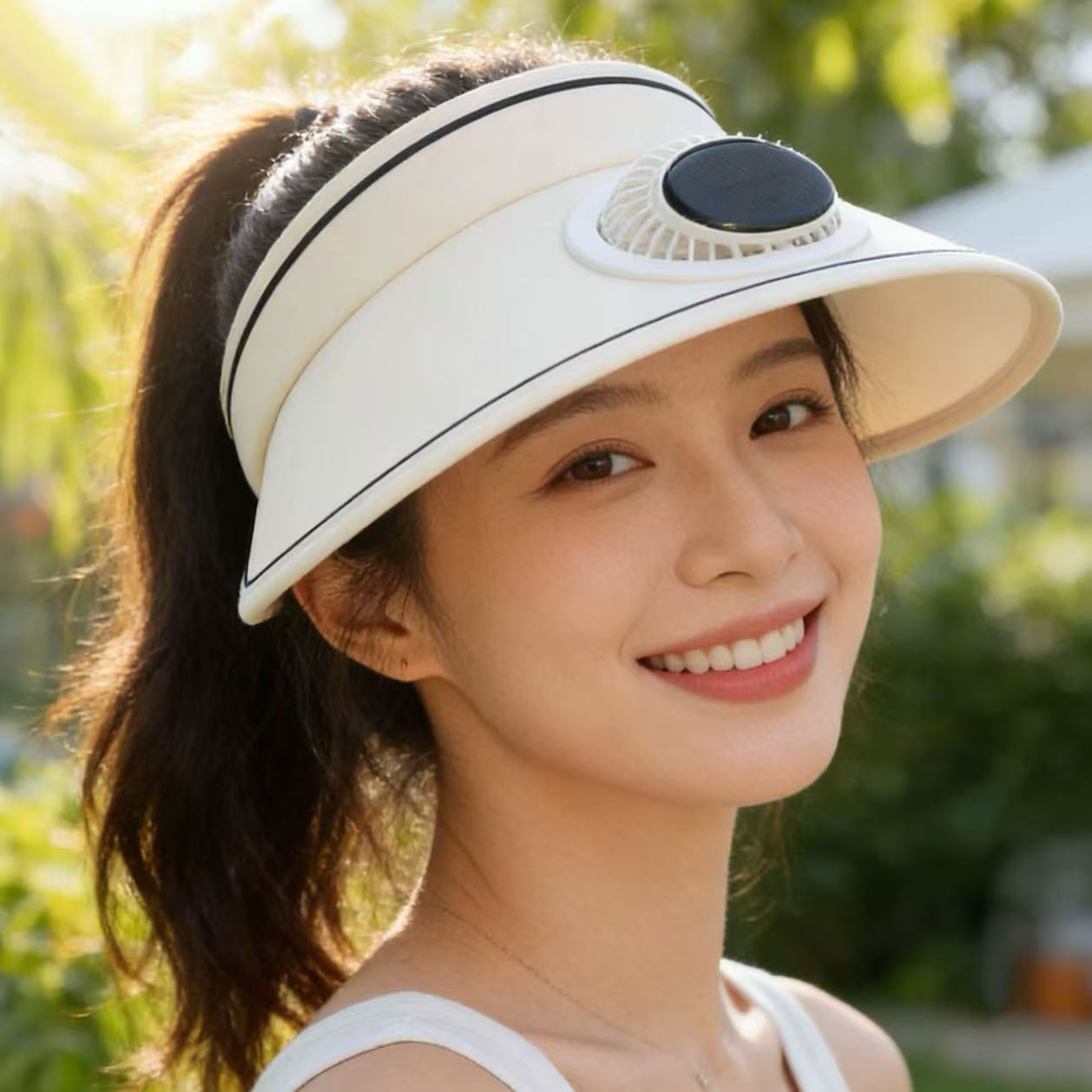 Summer air fan solar-powered with usb charger