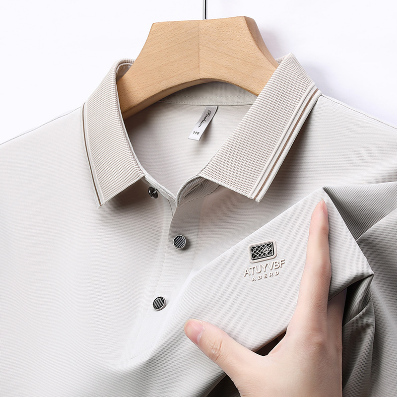 2025 new seamless short sleeve polo shirt men's summer business casual fresh breathable chest lapel T-shirt