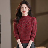 2025新款秋冬季宽松显瘦打底衫内搭毛衣洋气花色小个子针织衫青年，女装针织衫/毛衣，妃慕昵服饰