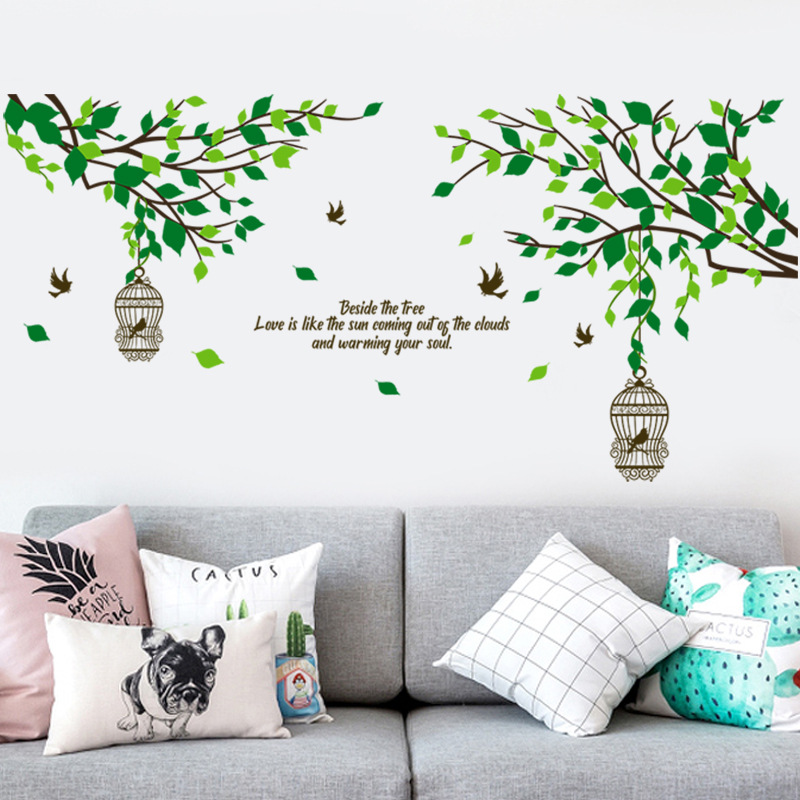 Gs5056 Wall Stickers Small Fresh Green Leaves Living Room Study Entrance Decoration Removable Wall Stickers Wholesale