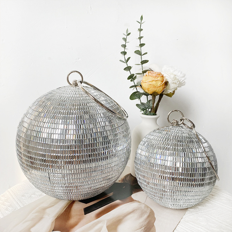 Borsa da sera a sfera con strass per donna pochette disco party_voghion.com