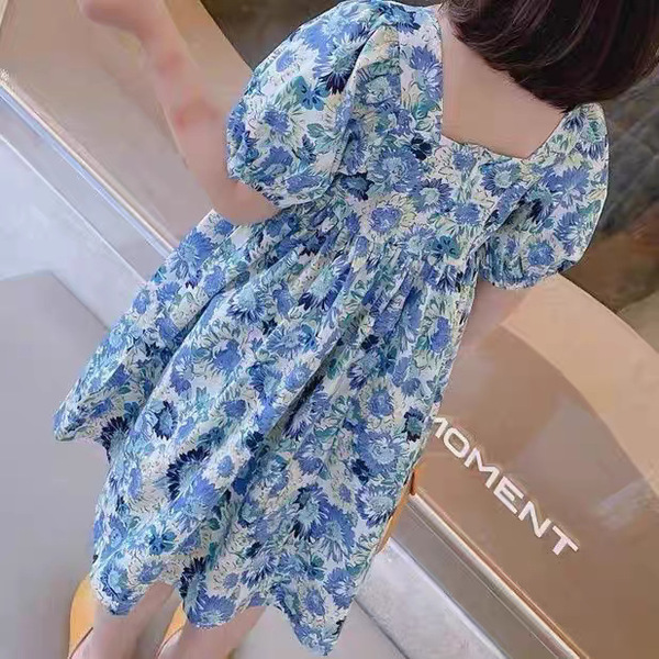 Children's blue summer small princess costume