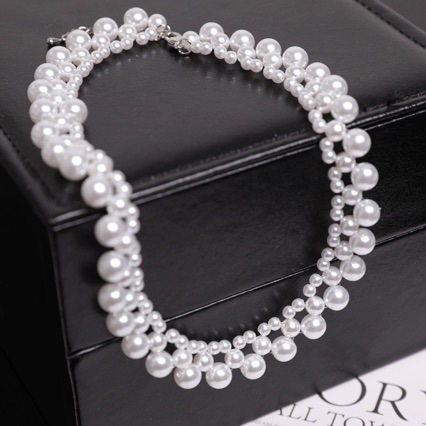 Dilraba Pearl Necklace Vintage Cool Elegant Choker Clavicle Chain Short Necklace for Women