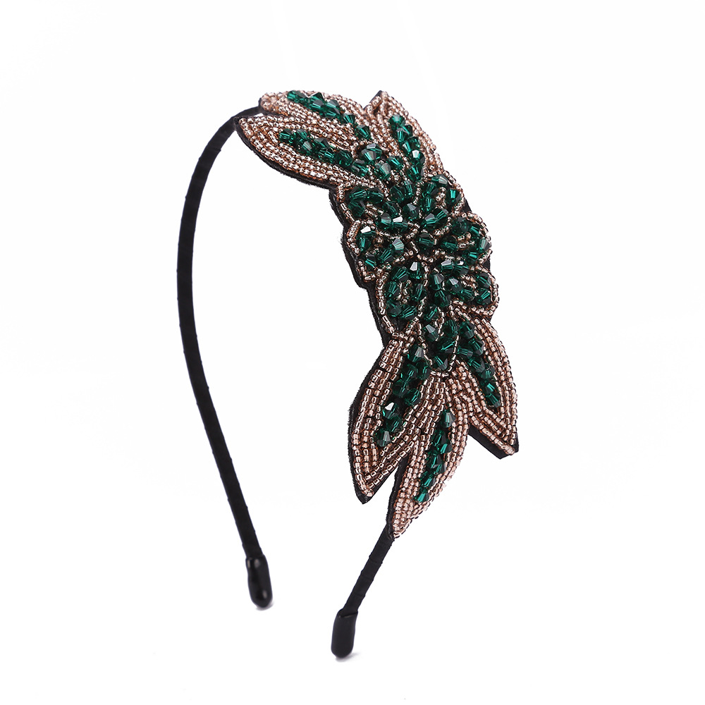 Europea y americana elegante reina retro étnico hecho a mano con cuentas rhinestone diadema personalidad bohemia diadema horquilla de viaje