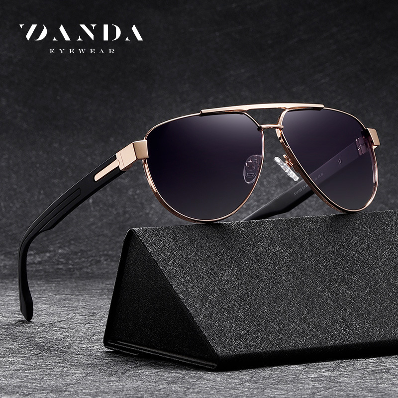 Espejo de sapo de moda clásica S15105 protector solar para hombres al aire libre Gafas de sol polarizadas de metal Gafas de sol de conducción de doble viga