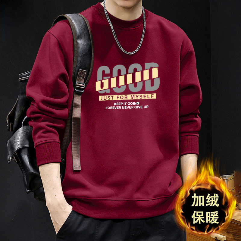 América pesada suéter hombre retro veludo grueso abrigo de cuello redondo invierno incha letra de la marca de moda blusa suelta