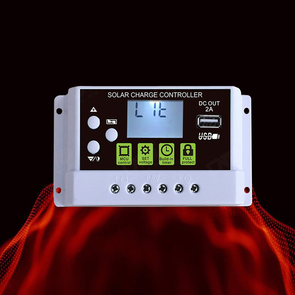 PWM controlador fotovoltaico 12V24V identificación automática Pantalla de cristal líquido Controlador Solar carga y descarga protector
