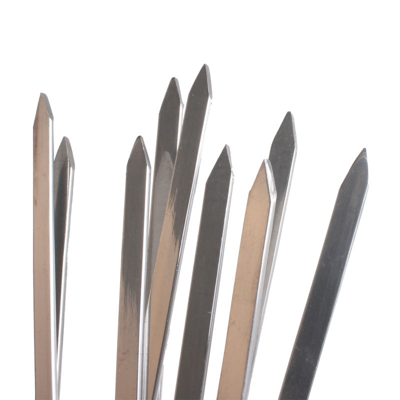 [Fuente de fábrica] aguja de barbacoa de acero inoxidable barbacoa palo de cordero cadena plana mango de madera Tarjeta de succión barbacoa cadena